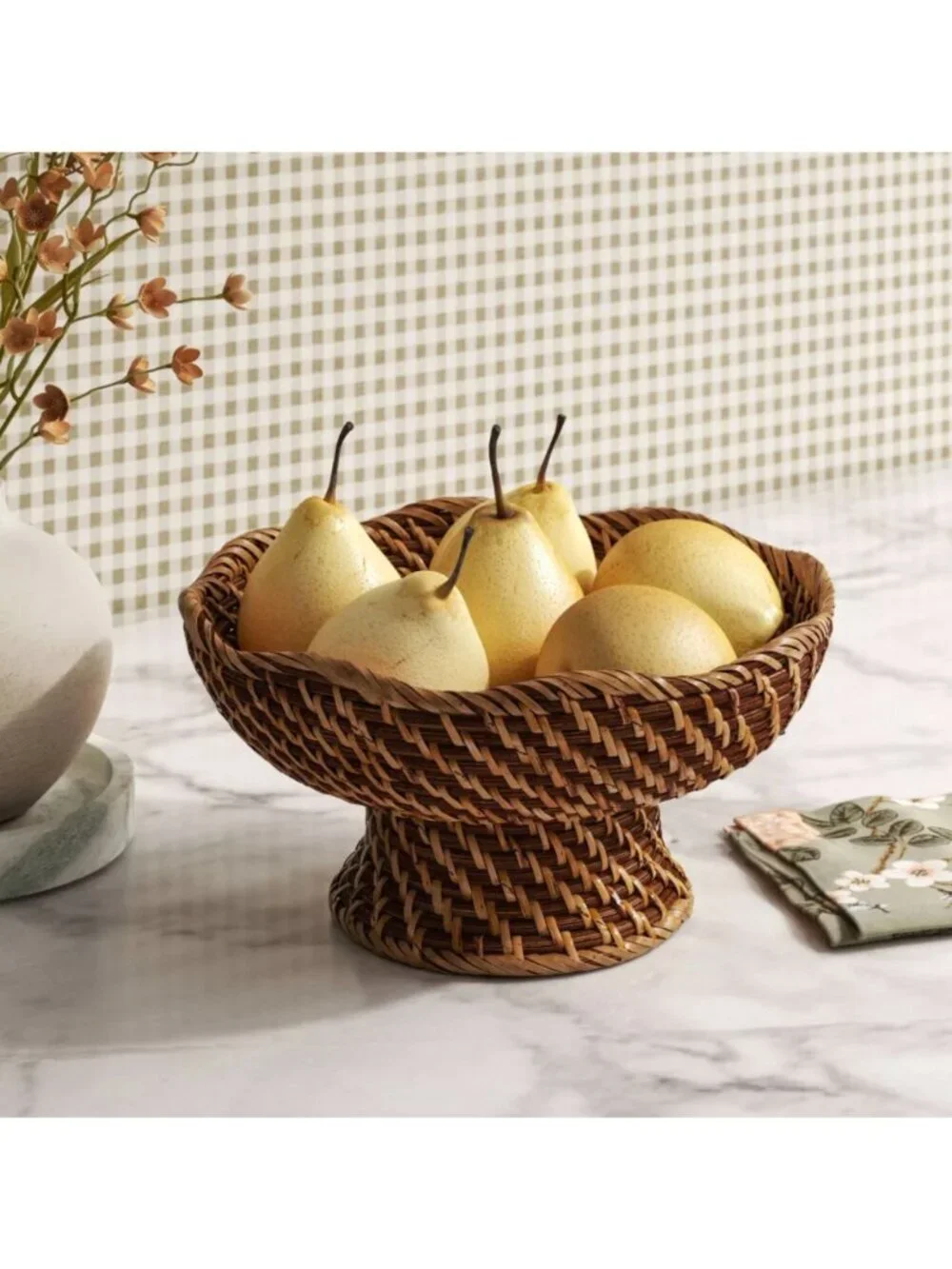 Target Rattan Fruit Bowl Dark Walnut Threshold™ NWT Tabletop Rustic Decor